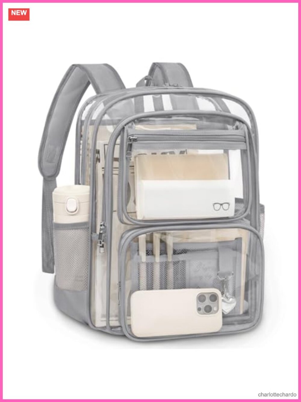 Large Clear Backpack for School Stadium Events Travel Work